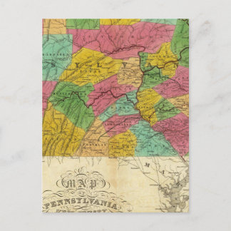 Postal Mapa de Pensilvania, Nueva Jersey y Delaware