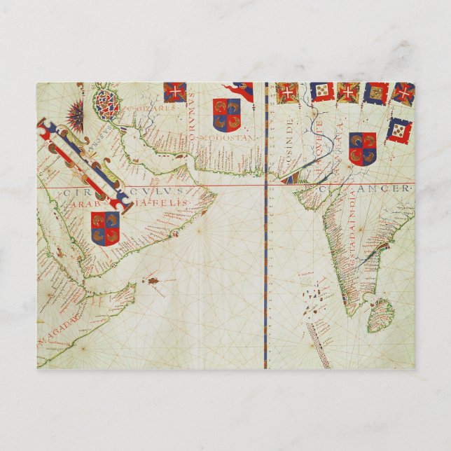 Postal Mapa de Persia, Arabia e India (Anverso)