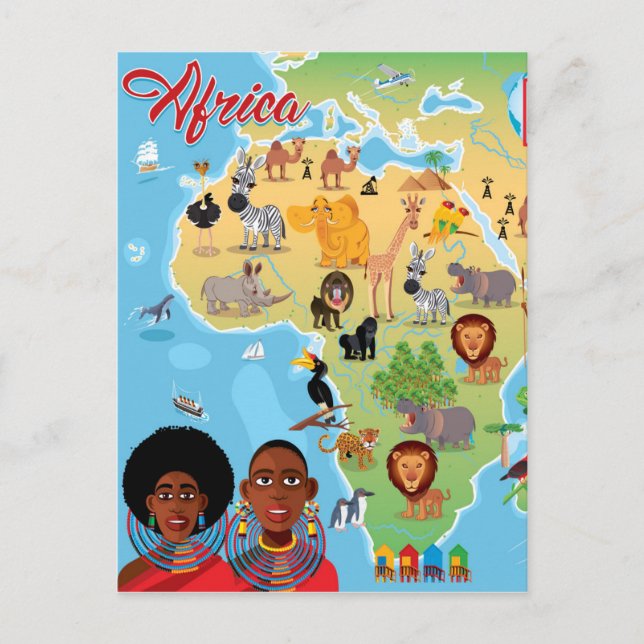 Postal Mapa de Personalizados de África (Anverso)