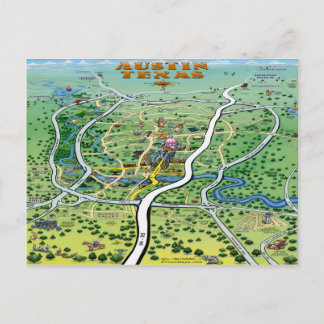 Postal Mapa de Personalizados de Austin Texas