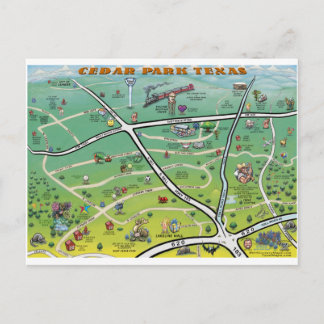 Postal Mapa de Personalizados de Cedar Park Texas