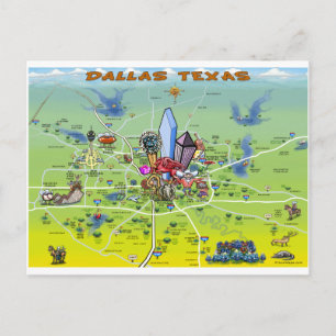 Postal Mapa de Personalizados de Dallas Texas