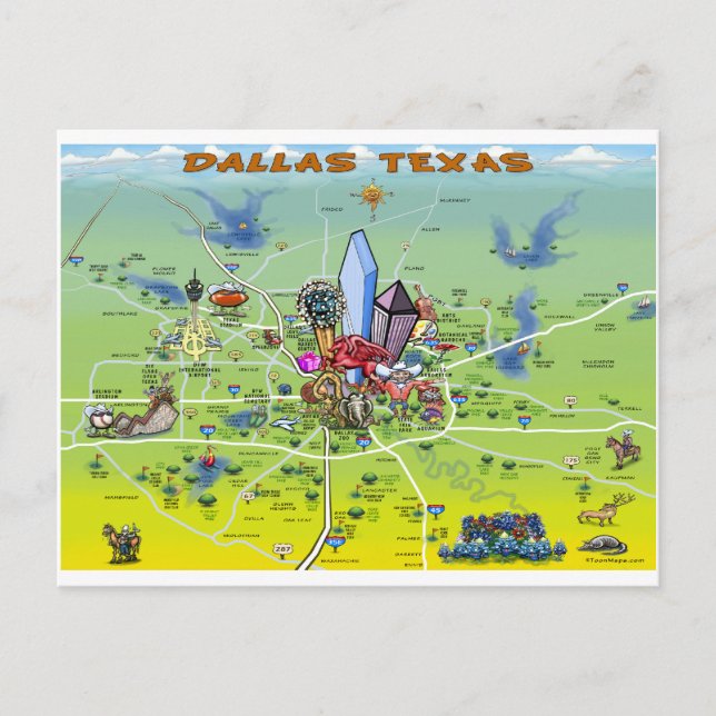 Postal Mapa de Personalizados de Dallas Texas (Anverso)