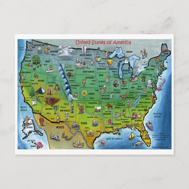 Postal Mapa de Personalizados de EE.UU. (Anverso)