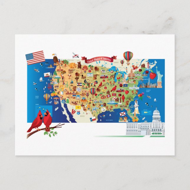 Postal Mapa de personalizados de Estados Unidos (Anverso)