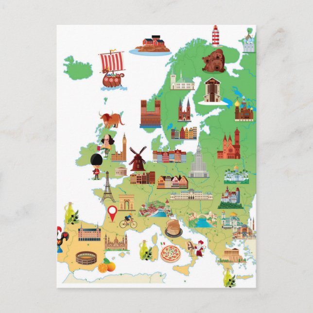 Postal Mapa de Personalizados de Europa (Anverso)