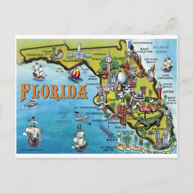 Postal Mapa de Personalizados de Florida (Anverso)