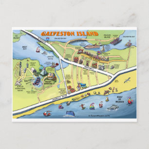 Postal Mapa de Personalizados de Galveston Texas