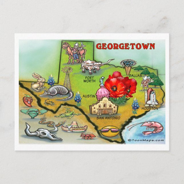 Postal Mapa de Personalizados de Georgetown Texas (Anverso)