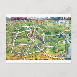 Postal Mapa de Personalizados de Houston Texas