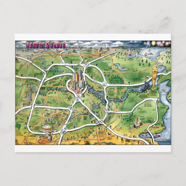 Postal Mapa de Personalizados de Houston Texas (Anverso)
