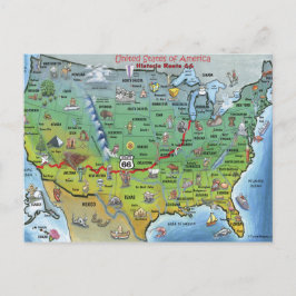 Postal Mapa de Personalizados de la Ruta 66 histórica