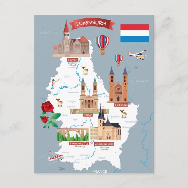 Postal Mapa de Personalizados de Luxemburgo (Anverso)
