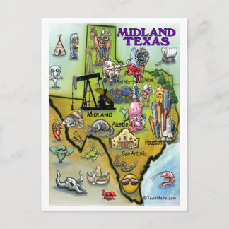 Postal Mapa de Personalizados de Midland Texas