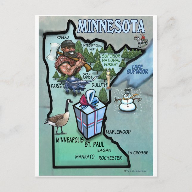 Postal Mapa de Personalizados de Minnesota (Anverso)
