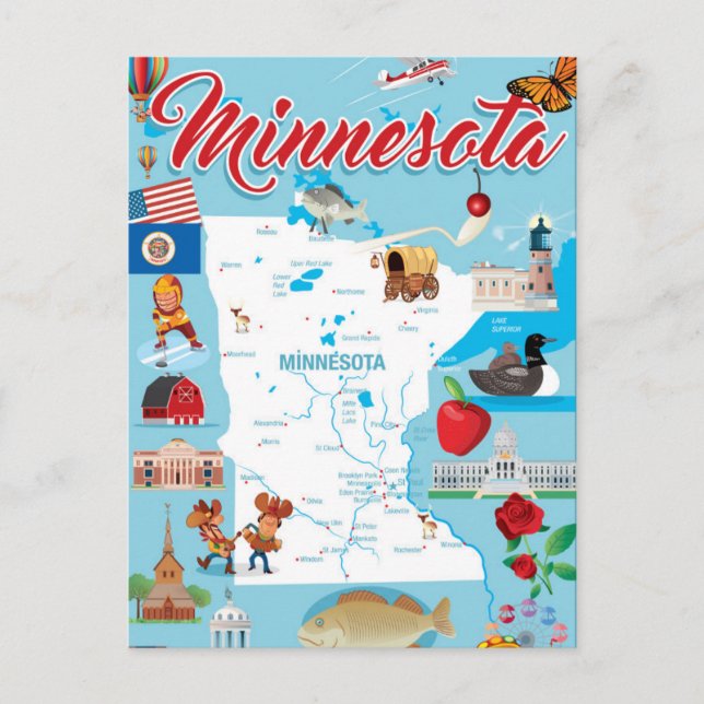 Postal Mapa de Personalizados de Minnesota (Anverso)