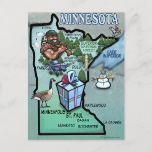 Postal Mapa de Personalizados de Minnesota