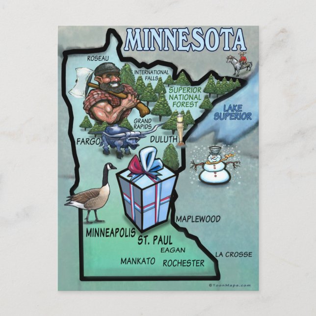 Postal Mapa de Personalizados de Minnesota (Anverso)