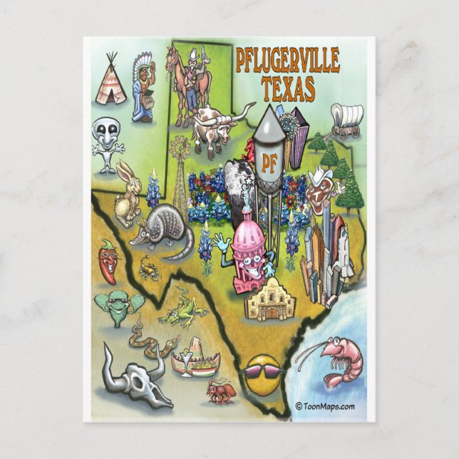 Postal Mapa de Personalizados de Pflugerville Texas (Anverso)