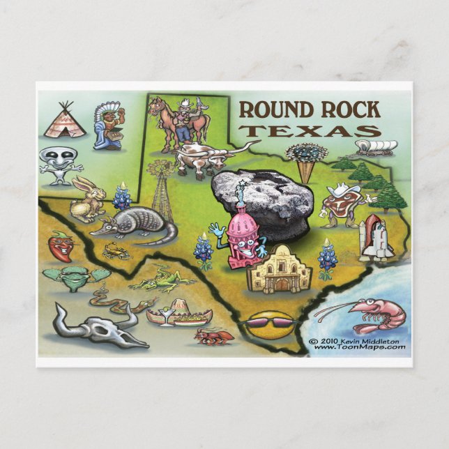 Postal Mapa de Personalizados de Round Rock Texas (Anverso)