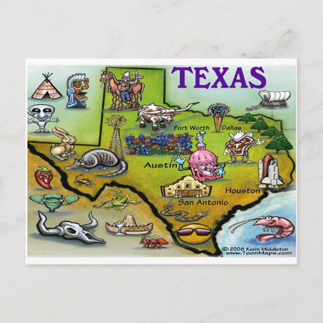 Postal Mapa de Personalizados de TEXAS (Anverso)