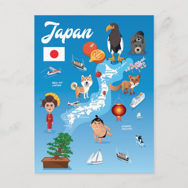 Postal Mapa de Personalizados infantiles de Japón (Anverso)