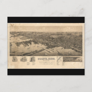 Postal Mapa de perspectiva de Duluth Minnesota (1893)