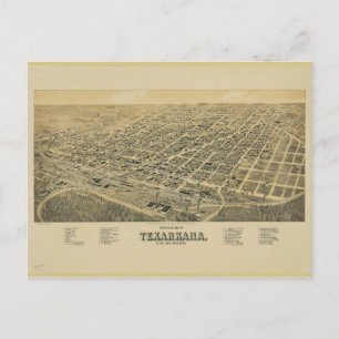 Postal Mapa de perspectiva de Texarkana Texas y Arkansas
