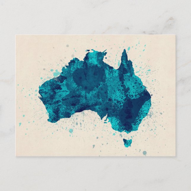 Postal Mapa de pintura de Australia (Anverso)