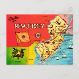 Postal Mapa de playas de Nueva Jersey