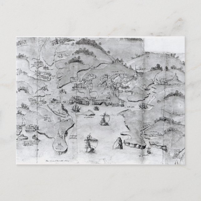 Postal Mapa de Plymouth, c.1539 (Anverso)