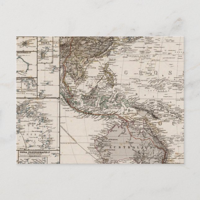 Postal Mapa de Polinesia (Anverso)