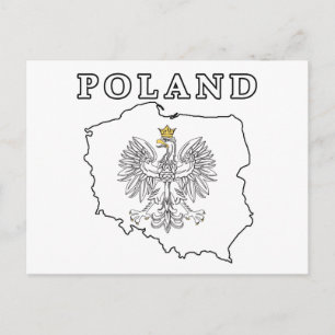 Postal Mapa de Polonia con águila