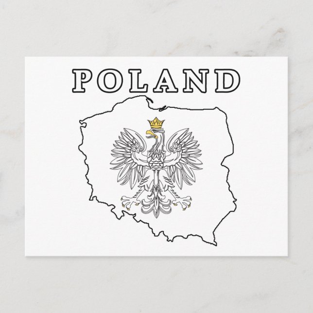 Postal Mapa de Polonia con águila (Anverso)