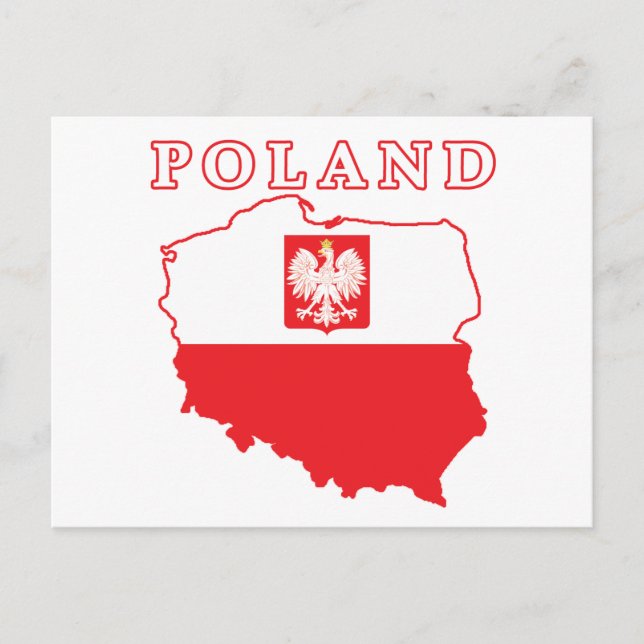 Postal Mapa de Polonia con águila (Anverso)