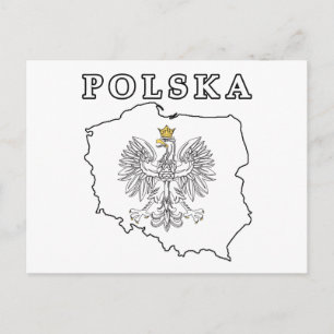 Postal Mapa de Polska con águila