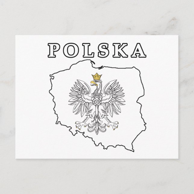 Postal Mapa de Polska con águila (Anverso)