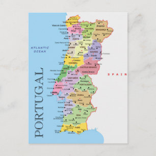 Postal Mapa de Portugal