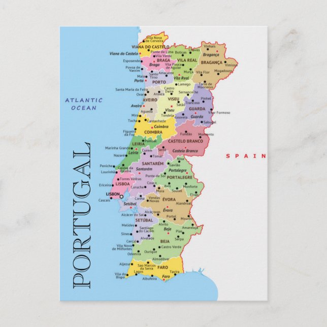 Postal Mapa de Portugal (Anverso)