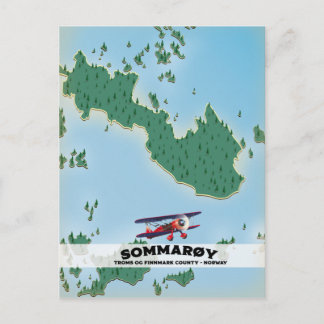Postal mapa de póster de viaje de Sommarøy Noruega