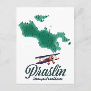 Postal Mapa de Praslin Seychelles