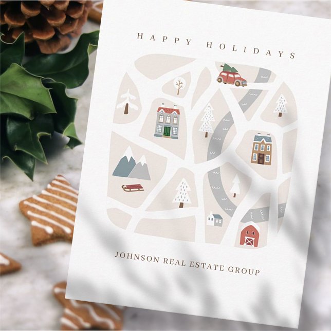 Postal Mapa de Pueblo Invernal Moderno Simple y Bonito pa (Subido por el creador)