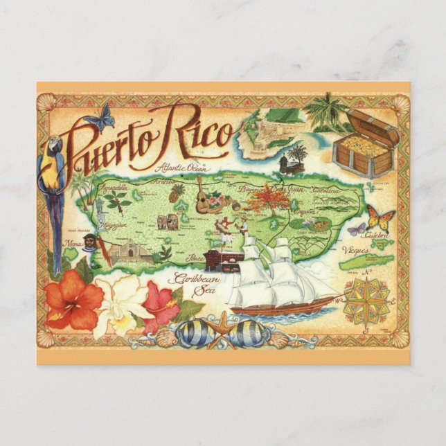 Postal Mapa de Puerto Rico (Anverso)