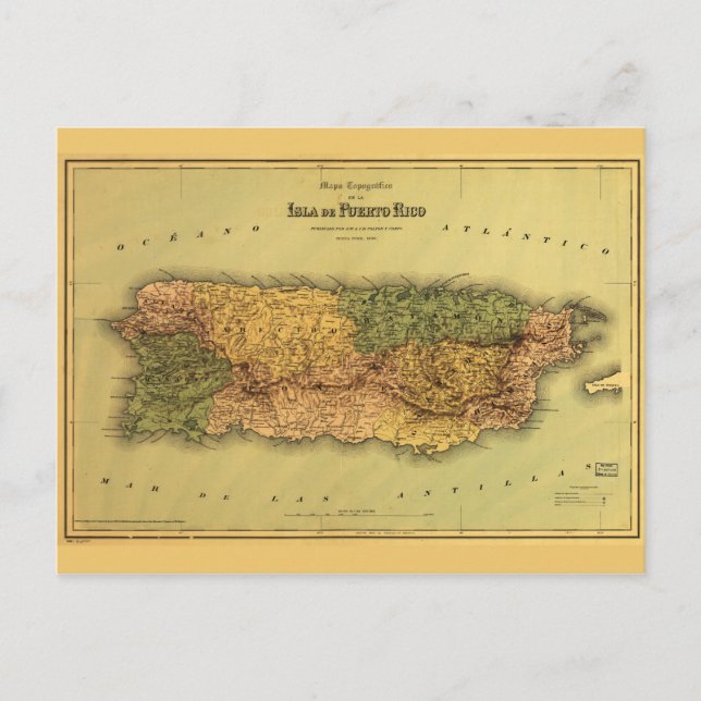 Postal Mapa de Puerto Rico (1886) (Anverso)