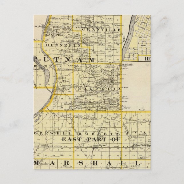 Postal Mapa de Putnam y la parte este de los condados Mar (Anverso)