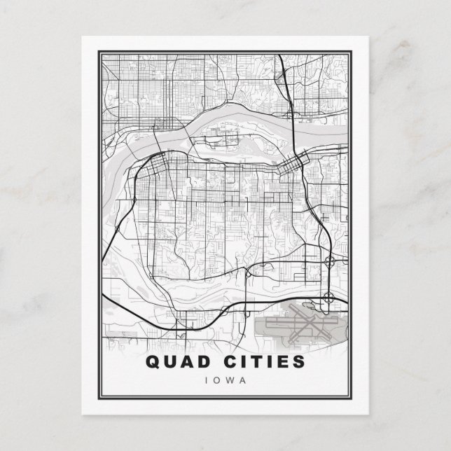 Postal Mapa de Quad Cities (Anverso)