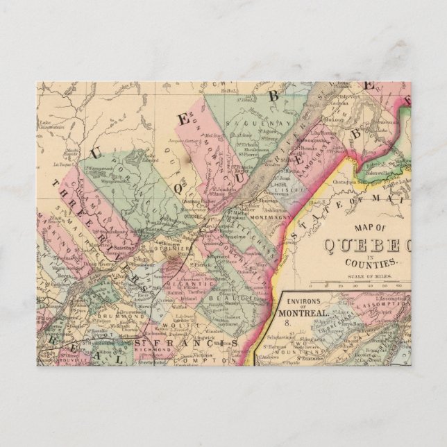 Postal Mapa de Quebec por Mitchell (Anverso)