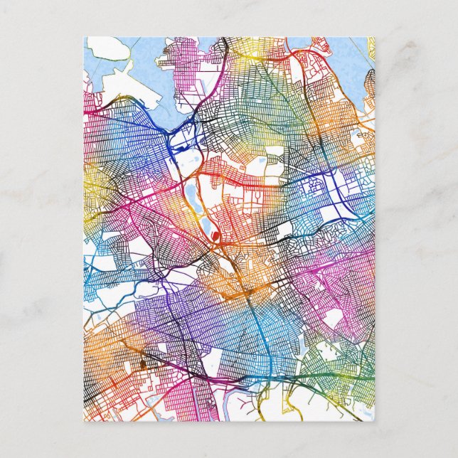 Postal Mapa de Queens en Nueva York (Anverso)