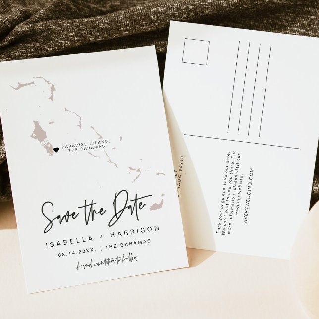 Postal Mapa de QUINN Bahamas Salven la fecha *Corazón móv (Subido por el creador)