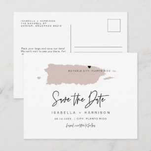 Postal Mapa de QUINN Puerto Rico salva la fecha del coraz